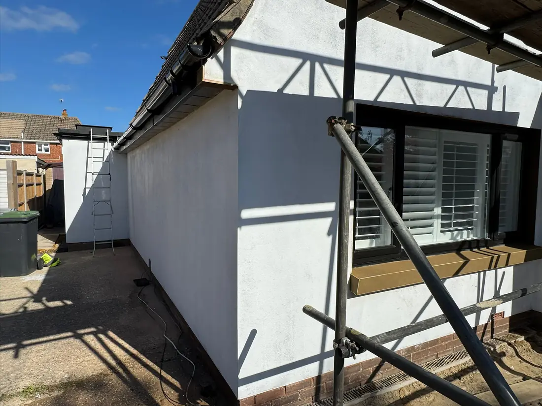 Side elevation finished in white render